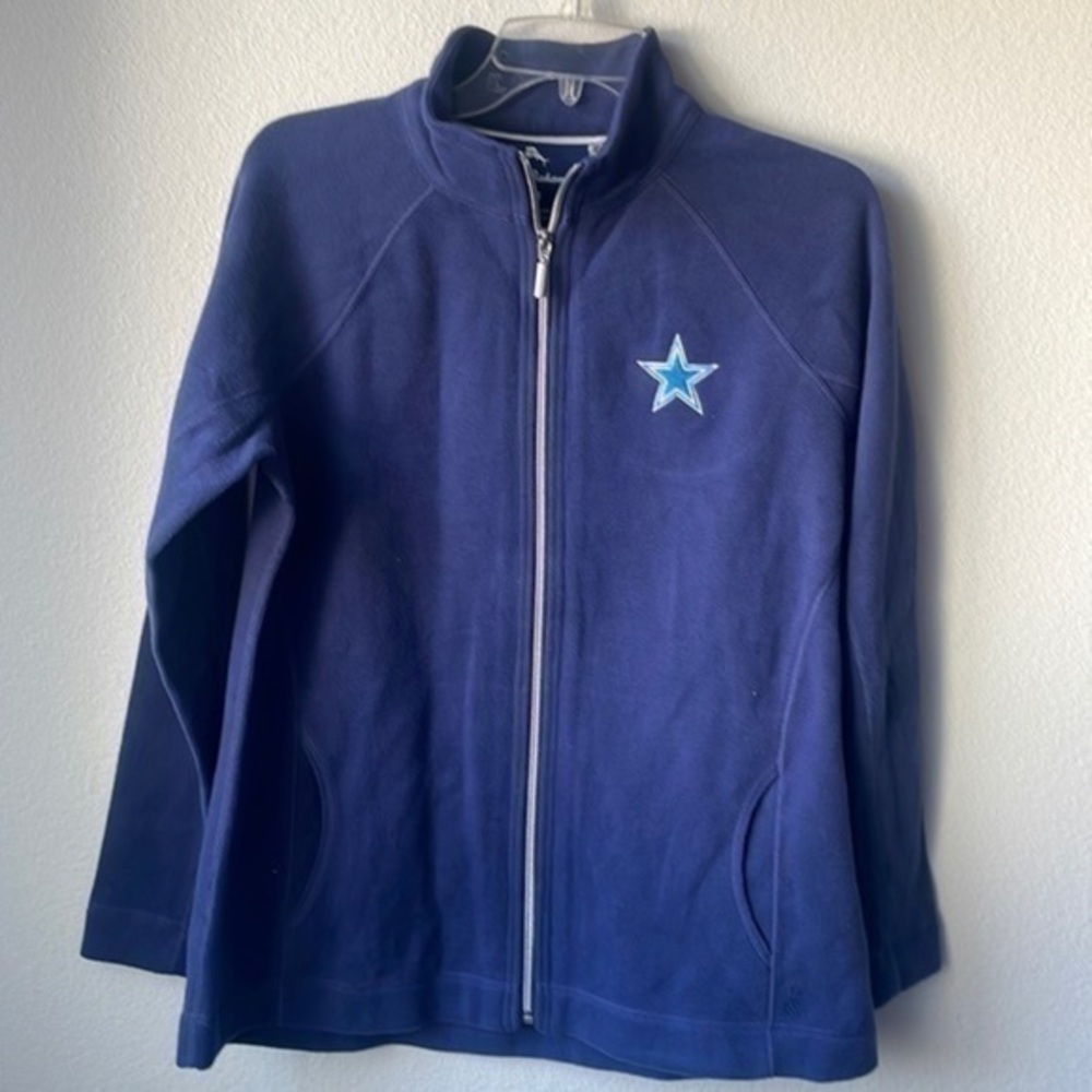 Women's Navy Full-Zip Fleece Jacket with Star Embroidery